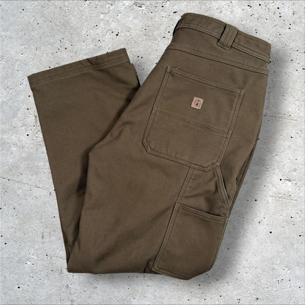 Coleman Men's Fleece Lined Carpenter Pants 36x30 Brown Canvas Work Utility Pant